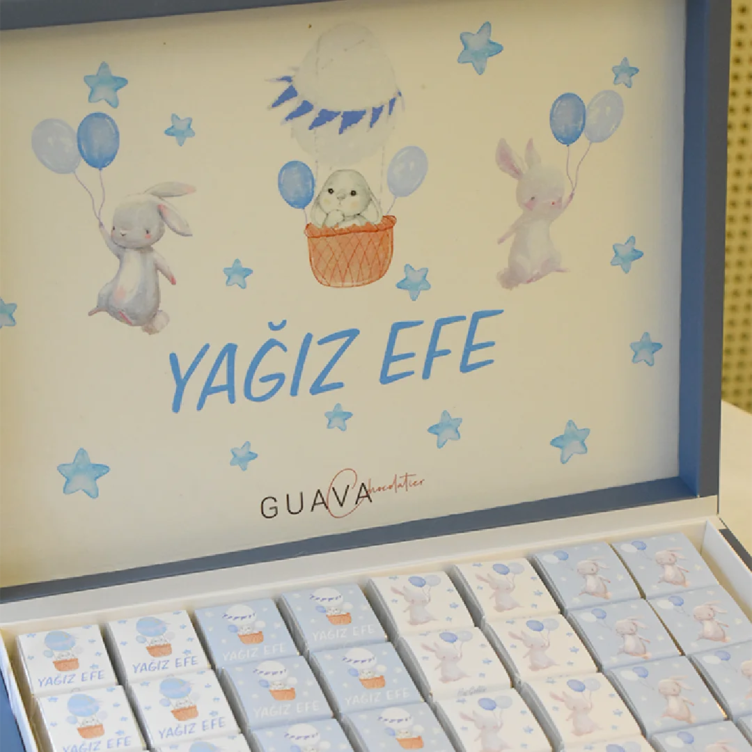 Gri Balonlu Tavşan Bebek Çikolatası